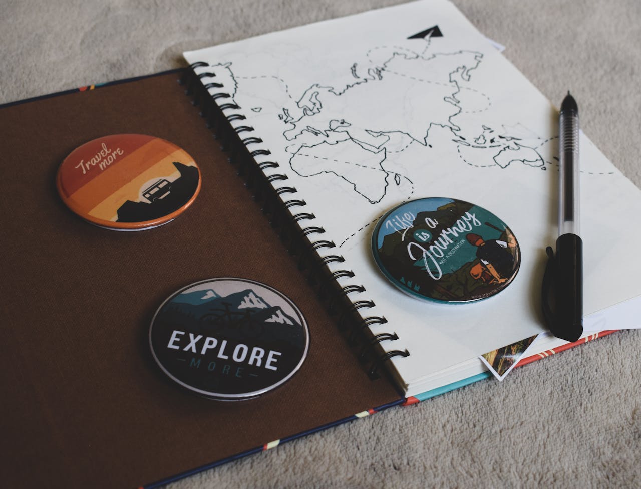 A beautifully designed travel journal paired with unique travel magnets—an ideal choice for custom Valentine’s Day gifts to inspire adventures on Valentine’s Day 2025.