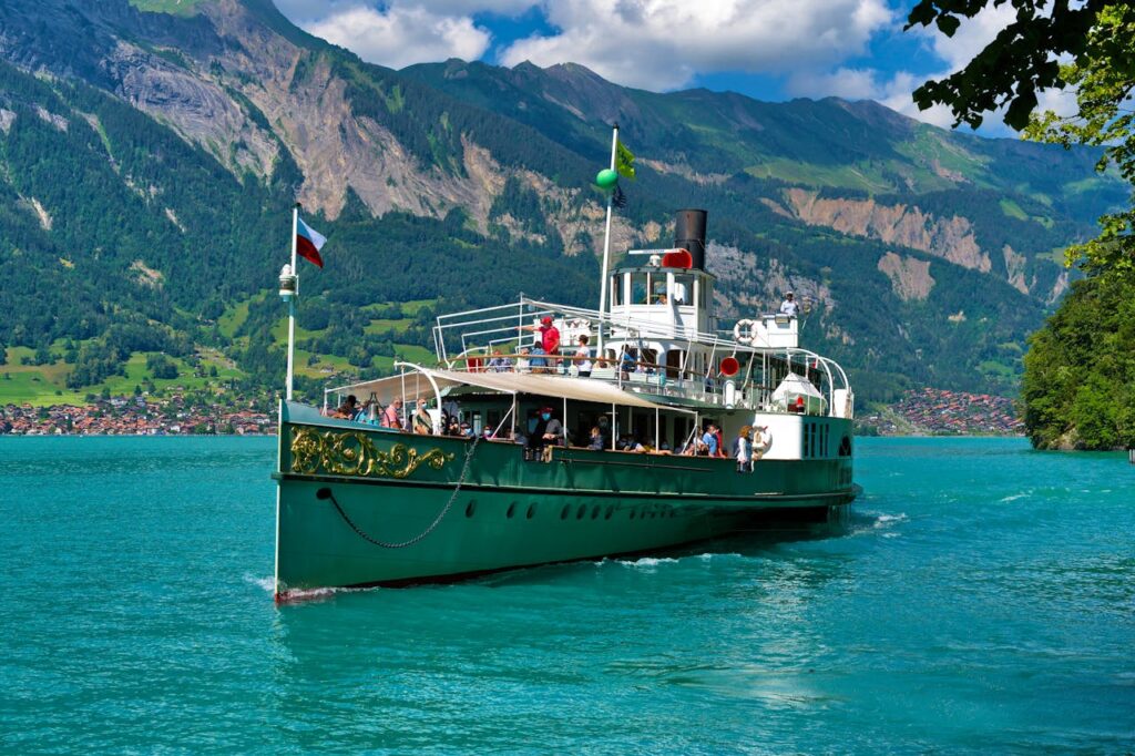 Scenic cruise on Lake Brienz near Iseltwald, Switzerland, perfect stop on a Switzerland travel itinerary.